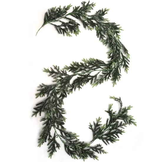 75" Iced Frasier Fir Garland, Artificial Frosted Pine Greenery, Christmas Garland, Christmas Decoration, Ideal for Mantel, Staircase, Indoor/Outdoor Xmas Home D&eacute;cor {1}