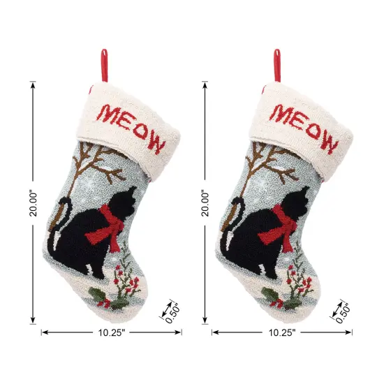 Set of 2 Chrismas Decor Hooked Stockings (Dog/Cat) 2pk Cat {4}