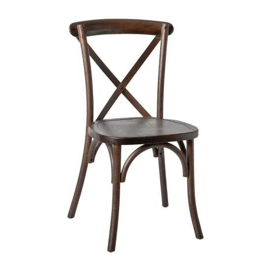 Merrick Lane Davisburg Stackable Wooden Cross Back Bistro Dining Chair Early American {8}