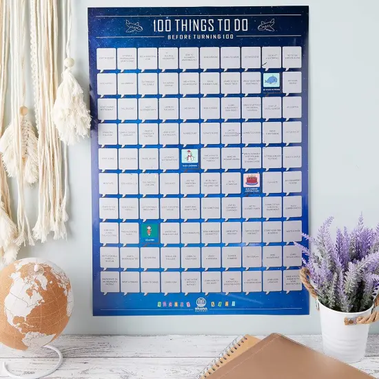 Scratch off Poster, 100 Things To Do Before Turning 100 Bucket List (16.5 x 23.5 In) {3}