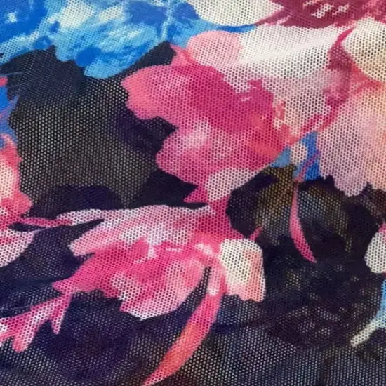 Digital Floral Mesh Fabric Lightweight Stretch Sheer, 54&rdquo; Wide for Fashion & Overlays SAND {3}