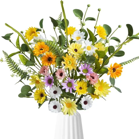 6 Stems Faux Decorative Floral with Sunflower {1}