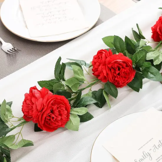 8.2Ft Artificial Peony Flower Garland Hanging Greenery Vine {4}