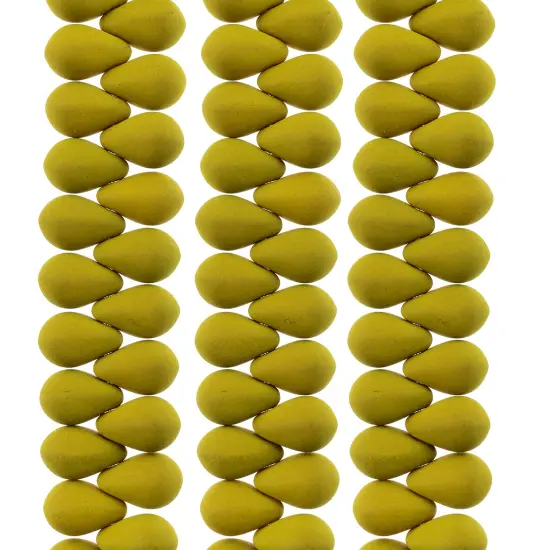 John Bead 114pcs 6x9mm Czech Glass White Alabaster Velvet Drop Bead Strands Yellow Green {1}