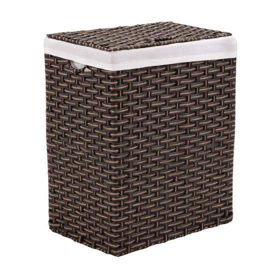 Seville Classics Handwoven Lidded Laundry Hamper Mocha brown {4}