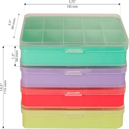 The Beadsmith Personality Case Color-Coded Organizers, 4 Stackable boxes, 22 compartments in total, Stack measures 5.75 x 3.8 x 4.5 inches, jewelry storage organizer, tackle box, nail tip case {5}