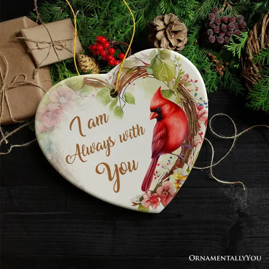 I am Always with You Cardinal Ornament, Sentimental Christmas Memorial Gift {5}