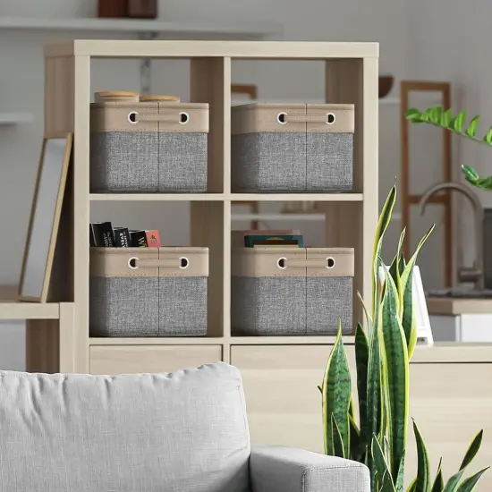 Premium Fabric Storage Cubes 15 Inch- Big Sturdy Collapsible Storage Bins with Dual Handle {3}