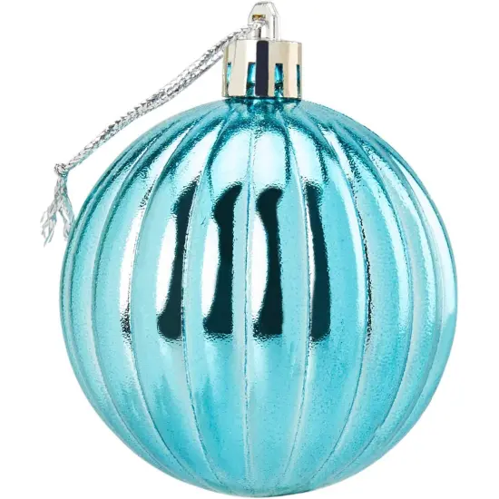 Mini Glitter, Mirror Shatterproof Christmas Tree Ball Ornaments (Teal, Silver, 1.5 in, 48 Pack) Blue {7}