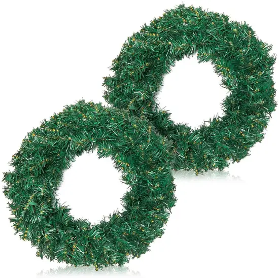 Wreaths for Front Door, Christmas Wreath ( 2"D x 3"W x 13"H, 2 Pack) Green {1}