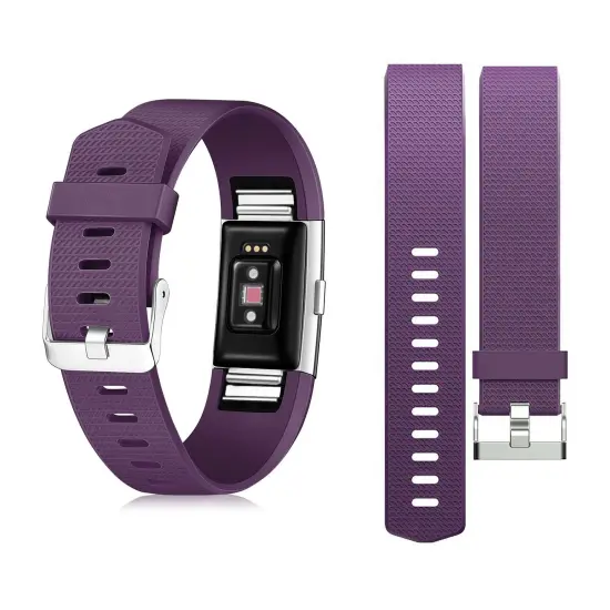 Zodaca for Fitbit Charge 2 Band , Replacement Wristband Soft Silicone Rubber Fashion Sport Strap with Adjustable Watchband-style Buckle for Fitbit Charge 2 Fitness Tracker Smartwatch Accessory Purple {1}