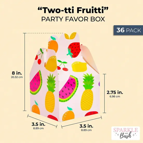 36 Pack Twotti Frutti Party Favor Boxes, 2nd Birthday Decorations (3.5 x 2.75 In) Multicolor {3}