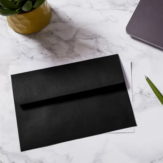 50 Pack Black Envelopes - Bulk Black 5.25x7.25 Envelopes for Invitations, Wedding, Graduation, Birthday, Greeting Cards (A7, Square Flap) {3}