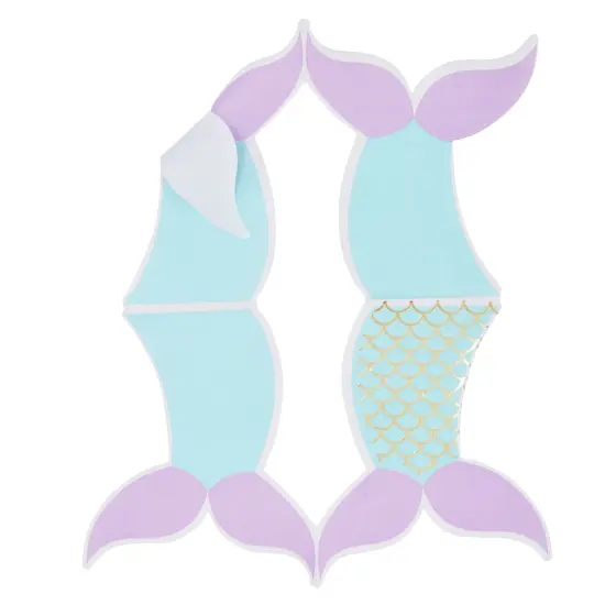 50 Pack Mermaid Tail Napkins for Girls Under the Sea Birthday Party Supplies, Baby Shower (3-Ply, 5 x 5.5 In) Blue {5}