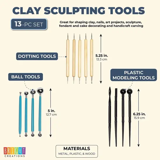 13pcs Clay Sculpting Tools Pottery Carving Tool Set for Art & Craft DIY Projects, Modeling Clays and Embossing Pattern Multicolor {2}