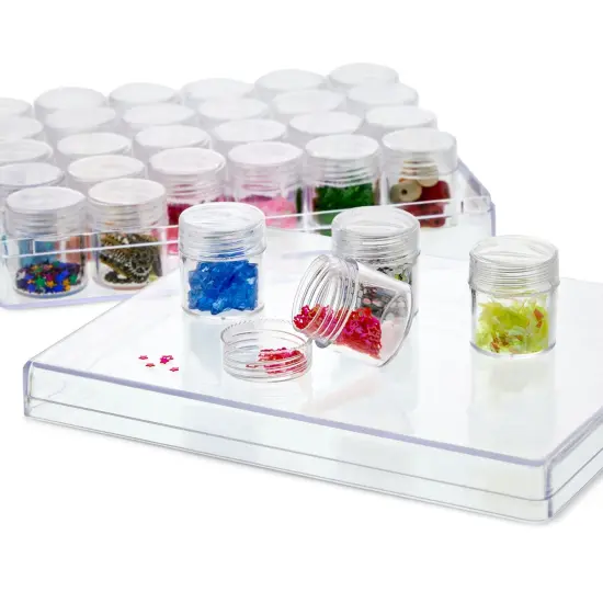 Clear Plastic Beads Storage Containers with Lids, 30 Jars, for Rhinestones, Glitter Art and Craft Organizer box {1}