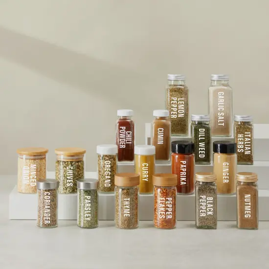 Talented Kitchen 134 Preprinted Minimalist Spice Labels, Bold All Caps White Seasoning Labels for Spice Rack, Kitchen Cabinet and Pantry Organization {4}