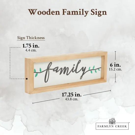 Wooden Family Sign 17" x 6", Rustic Hanging Farmhouse Wall Decor for Home Brown {3}