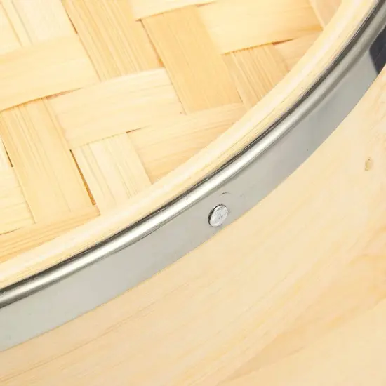 2-Tier 10 Inch Bamboo Steamer Basket with Steel Rings - Large Capacity Dumpling, Vegetable Steamer Basket (10x6.5x10 In) Brown {6}