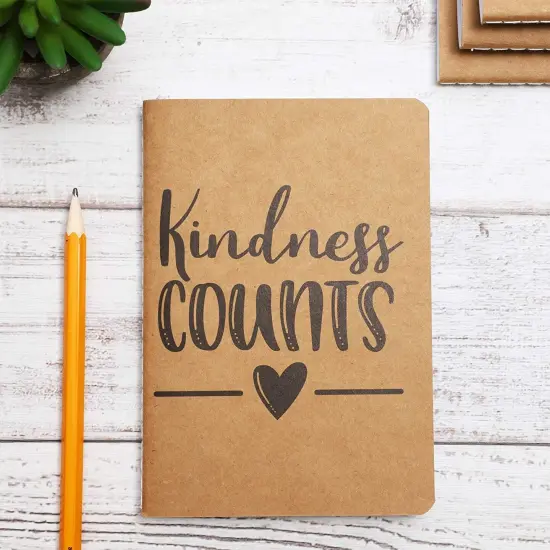 12 Pack Small Blank Pocket Notebook A6 - 6 Inspirational Kindness Quotes - 5.75 x 4 x 0.1 Brown Lined Kraft Paper Journals for Students to Write Stories, Classroom Supplies {3}