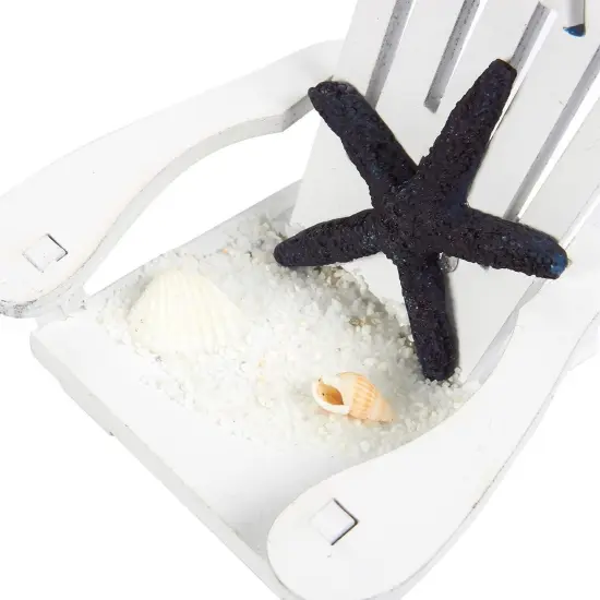 Set of 4 Mini Beach Chair for Bathroom, Nautical Home Decor, Ocean Decorations (4 in) White {5}