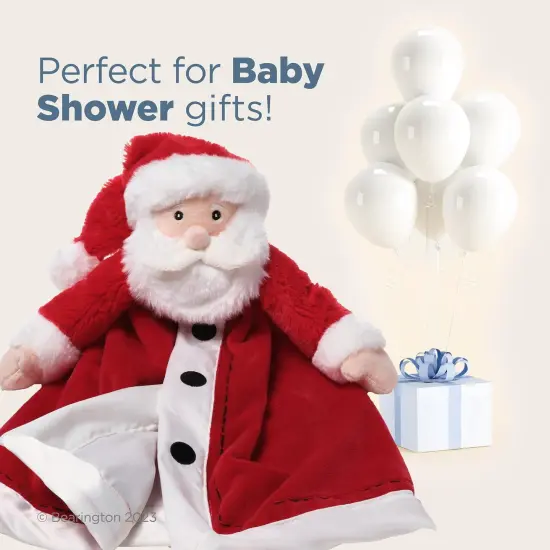 Bearington Baby Santa Snuggler, 15 Inch Plush Christmas Santa Claus Security Blanket Lovey for Babies, For Ages 0-3 Red {5}