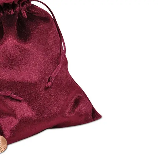 Wine/Rose Satin Inside Velvet Drawstring Bags 5'' X 8'' {5}