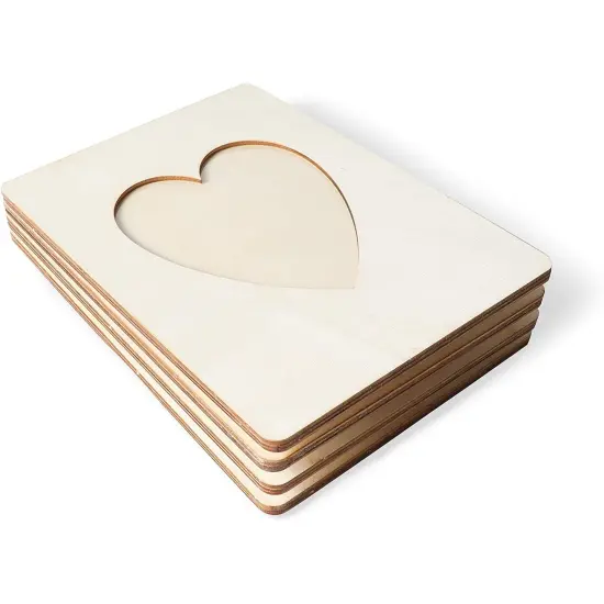Heart Shaped Unfinished Wood Picture Frames for 4 x 6 Photos (5.9 x 7.9 In, 4 Pack) Brown {4}