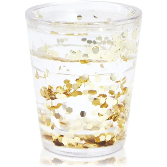 Set of 8 Pretty Gold Shot Glasses with Glitter for Girls Birthday, Holiday Party, Bachelorette (1.5 Oz) {4}