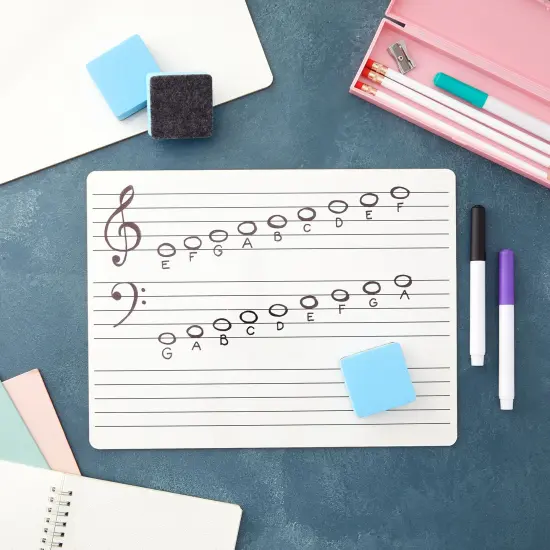 12 Pack Music Staff Graph Whiteboard 9 x 12 inches, Dry Erase Double-Sided Lap Board with Erasers for Students, Classroom Supplies (24 Piece Set) {3}