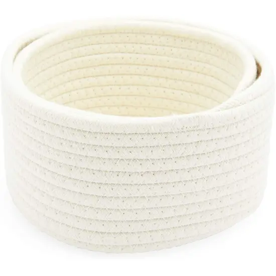 Farmlyn Creek Cotton Woven Baskets for Storage, White Organizers (2 Sizes, 2 Pack) {6}