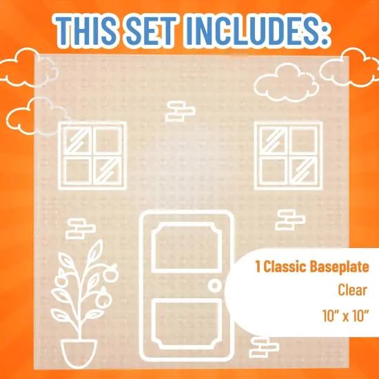 Strictly Briks Large Classic Stackable Baseplates, For Building Bricks, Bases for Tables, Mats, and More, 100% Compatible with All Major Brands, Clear, 1 Piece, 10x10 Inches, Ages 3-14 {3}
