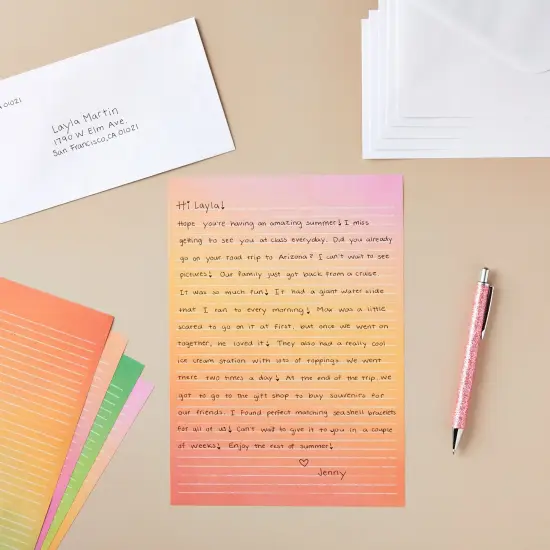 90 Piece Watercolor Stationery Paper and Envelopes Set for Letter Writing, 6 Colorful Designs, 60 Lined Sheets, 30 Envelopes (10.25 x 7.25 In) Multicolor {3}