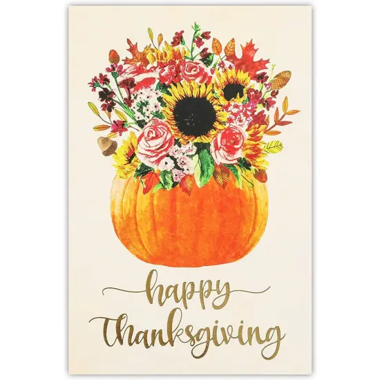 Happy Thanksgiving Greeting Cards, Floral Pumpkin (4 x 6 In, 60 Pack) Multicolor {6}