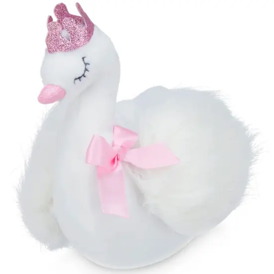 Bearington Grace Princess Swan Plush Stuffed Animal with Crown, 8 inches White {1}