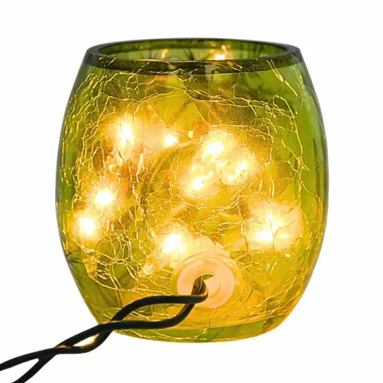 Stony Creek 3.0 Inch Whispering Pines Pre-Lit Votive Christmas Lighted Glass Accent , Christmas Decor Pinecones Frosted Glass Green {2}