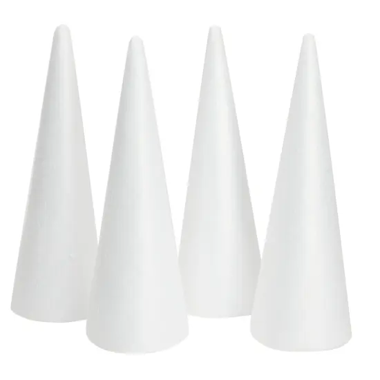 4 Pack Craft Foam - Foam Cones for Crafts, Trees, Holiday Gnomes, Christmas Decorations, DIY Art Projects (13.5x5.5 In) White {1}