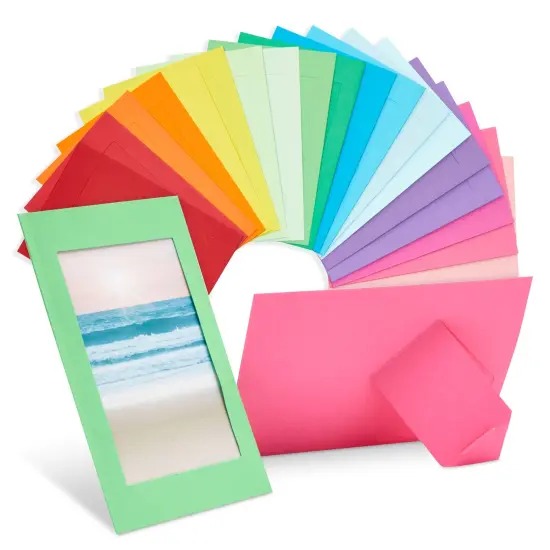 50 Pack Colorful 4x6 Paper Picture Frames, Cardboard Photo Easels for DIY, Classroom Crafts, 10 Rainbow Colors Multicolor {1}