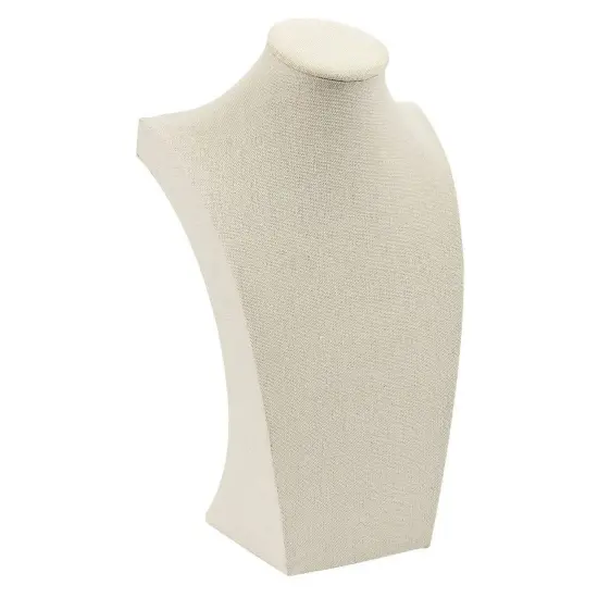 12 Inch Linen Jewelry Display Bust, Necklace Mannequin Holder Stand for Retail Stores and Trade Shows (Beige) Brown {6}