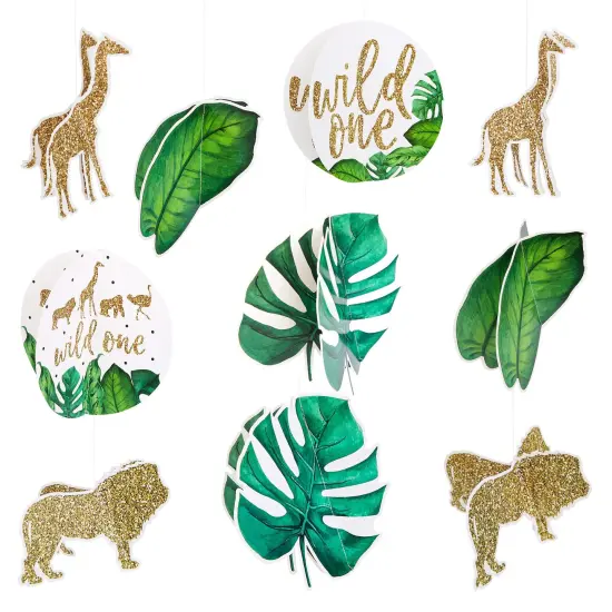 24 Piece Hanging 3D Jungle Safari Theme Party Decorations for Wild One Jungle Birthday Party Supplies (6-7 In) Multicolor {1}