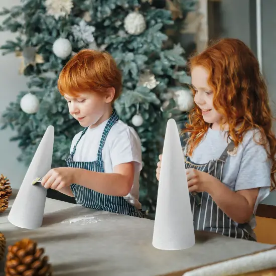 2 Pack Foam Cones for Crafts, DIY Art Projects, Handmade Gnomes, Trees, Holiday Decorations (5.25x14.5", White) {2}