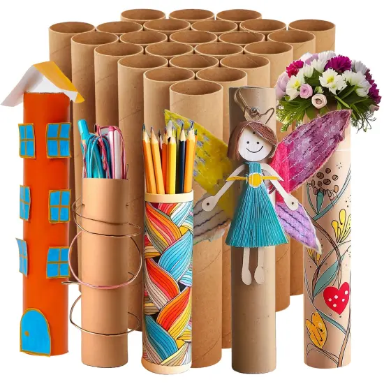 24 Pack Brown Cardboard Tubes for Crafts, Empty Paper Towel Rolls for DIY Projects, Classrooms (1.7x10 in) {1}