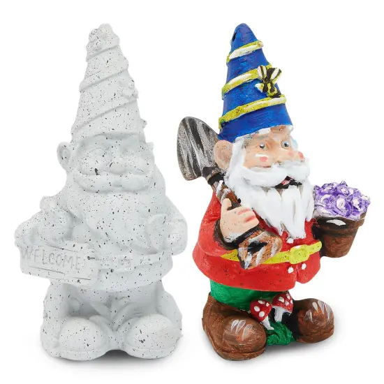 Gnomes Ceramic Painting Kit for Kids Adults and Teens with 3ml Paint Pod Strips, 2 Brushes, 2 Ready-To-Paint Ceramics Multicolor {4}