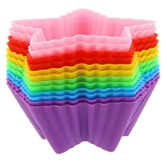 Reusable Silicone Baking Cups, Star Cupcake Liners (3 in., 12 Pack) Multicolor {2}