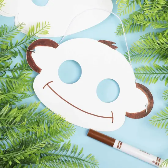 Bright Creations 3.8" x 5.9" Blank DIY Paper Monkey Mask with Elastic Band for Kids Costume Party (48 Pack, White) {3}
