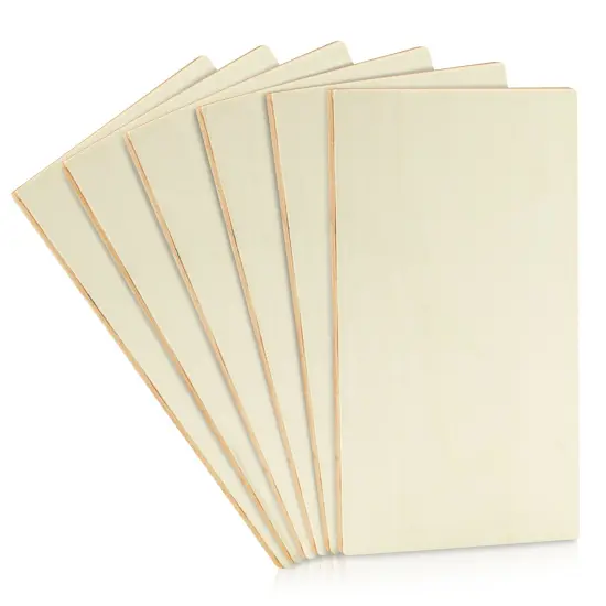 6 Pack Rectangle Wooden Boards for Wood Burning, Unfinished Wood Planks, Rectangle Wood Pieces for Crafts, Panels for Painting, Art, DIY Projects (10.6 x 7.0 x 0.25 In) Brown {1}