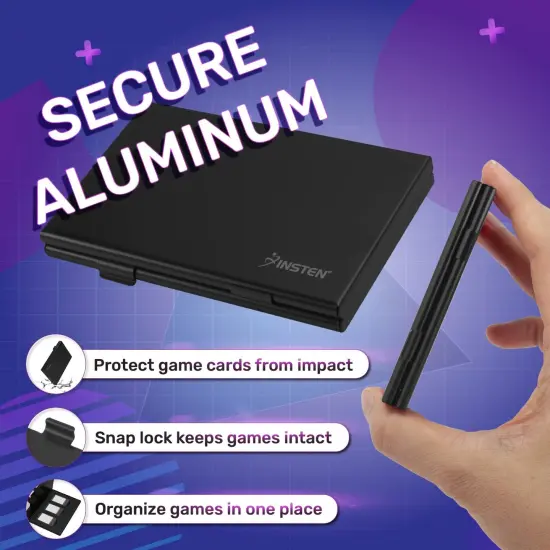 Insten Game Card Case For Nintendo Switch and OLED Model Games Storage Aluminum Portable Holder, 6 Game Slots, Black {4}