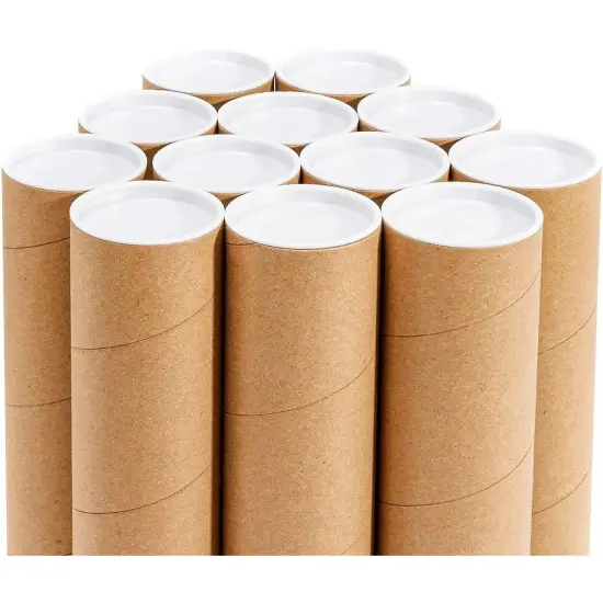 12 Pack Mailing Tubes with Caps, 2x16 Inch Kraft Paper Round Cardboard Mailers for Shipping Posters, Art Prints, Maps, Blueprint (Brown) {6}