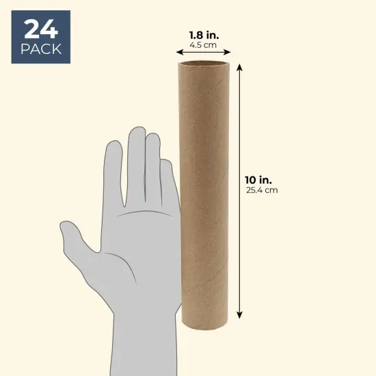 24 Pack Brown Cardboard Tubes for Crafts, Empty Paper Towel Rolls for DIY Projects, Classrooms (1.7x10 in) {7}