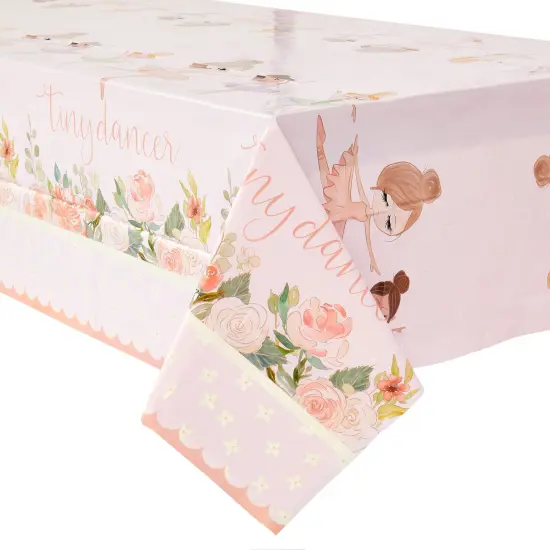 3 Pack Ballerina Party Table Covers, Plastic Tiny Dancer Tablecloths for Birthday, Baby Shower (54x108 In) Pink {5}